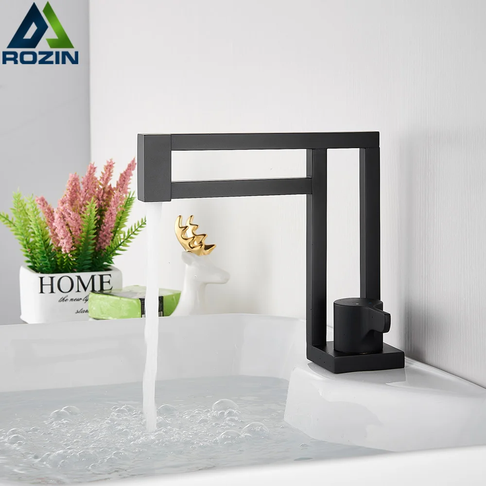Современный для раковины смесители черной латунные Смесители ванной комнаты