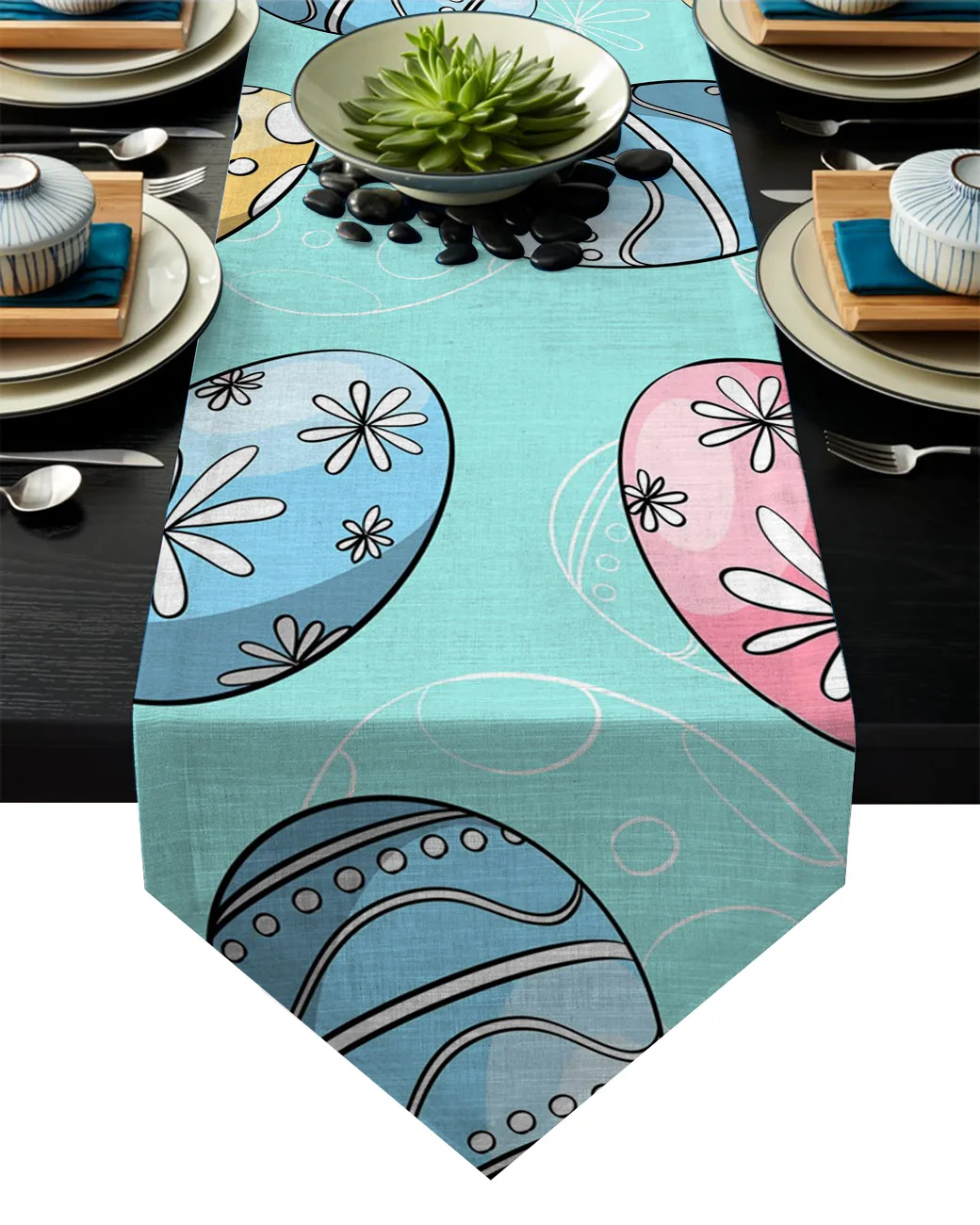 Пасхальные яйца синий фон настольная дорожка Рождество Отель Свадьба Ужин