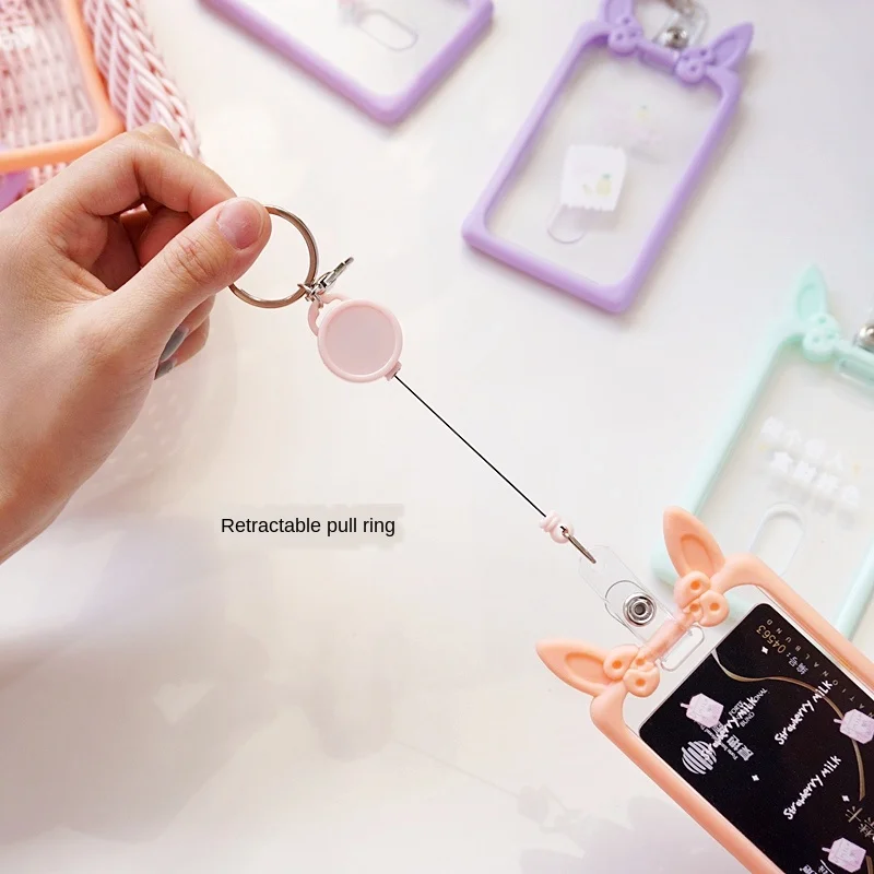 Прозрачный силиконовый держатель для карт выдвижной женский Чехол чехол