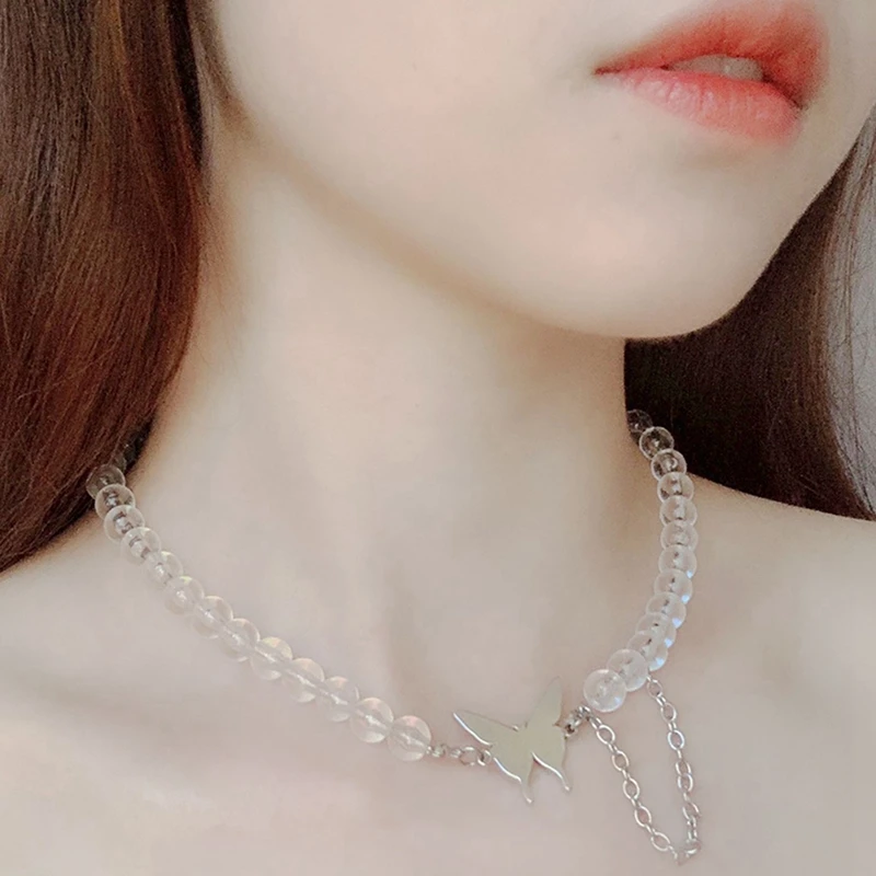 

Butterfly Choker Necklace Fashion Cute Beaded Choker Chain Clavicle Necklace For Women Collier Collares Necklace