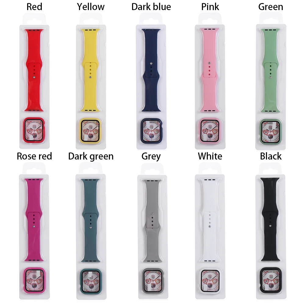 

Case+Strap for Apple Watch 6 band 40mm 44mm watchband silicone wrist belt bracelet for Iwatch series4 5 6 SE