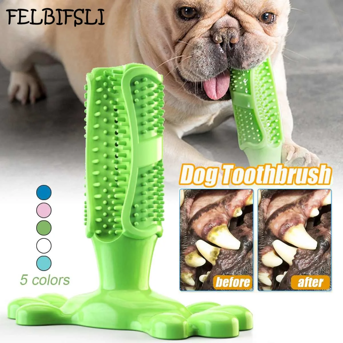 

Pet Dog Toothbrush Chew Toy Doggy Brush Stick Soft Rubber Teeth Cleaning Dot Massage Toothpaste for Small dogs Pets Toothbrushes