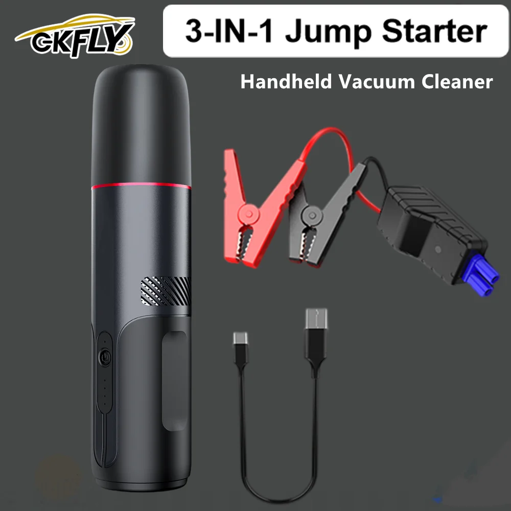 

GKFLY 3-IN-1 Multi-functional Jump Stater with 5000Pa Car Vacuum Cleaner Handhelp Power Bank Car Battery Booster Buster
