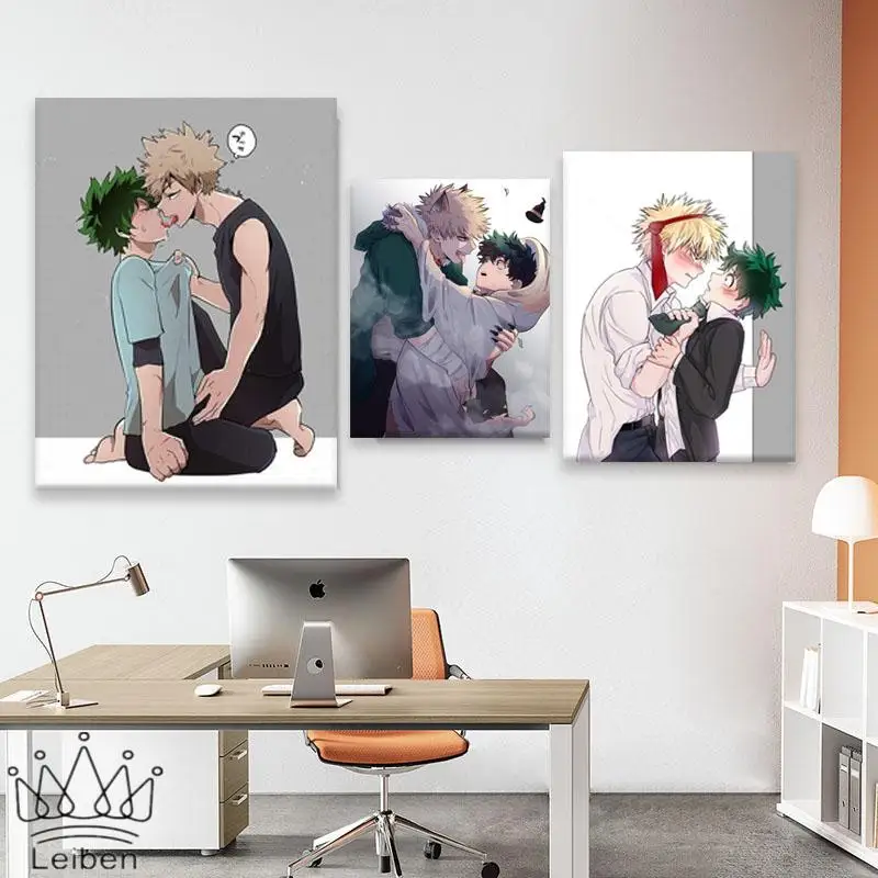 Мой герой Академия аниме постер Bakudeku yaoi kiss холст живопись Современная мультяшная