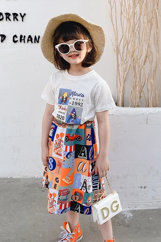 Костюм для девочек лето 2020 новый детский Стильный костюм из двух предметов