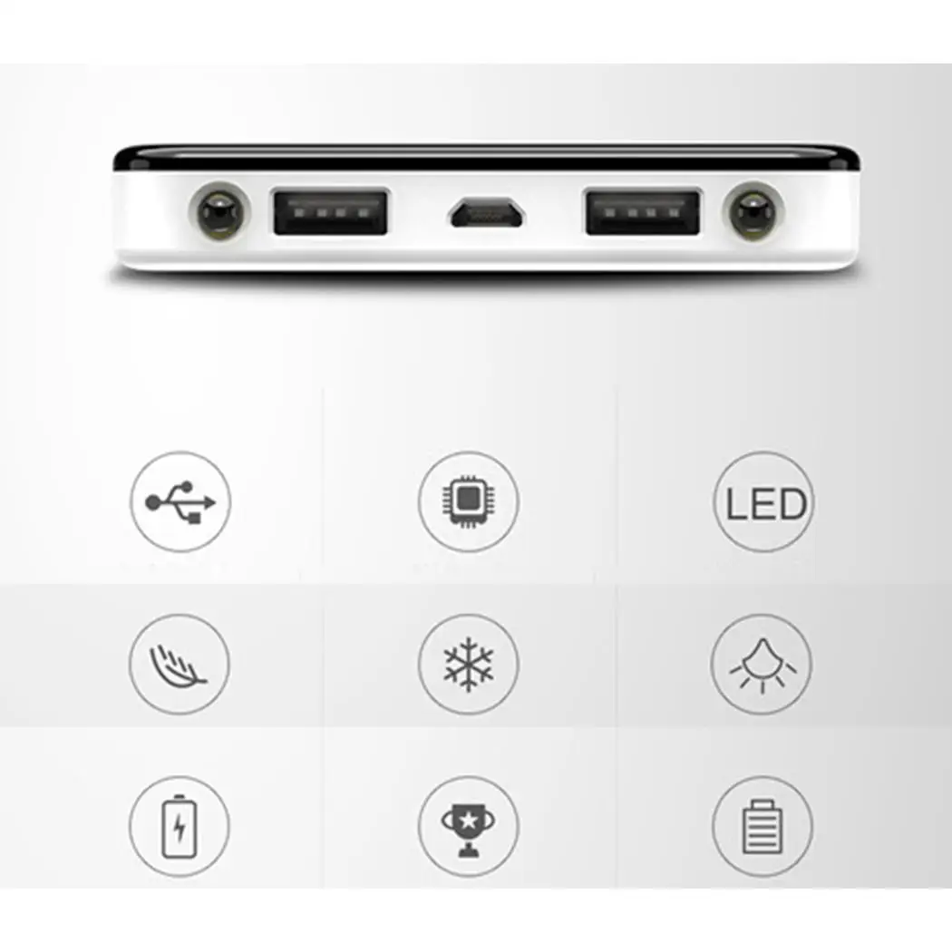 Power Bank 20000mAh портативное зарядное устройство зеркало внешняя Внешняя батарея свет