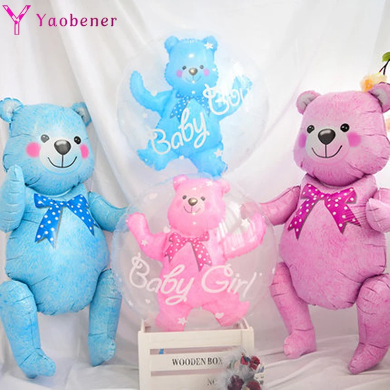 59*69 см большой пузырьковый медведь фольгированные воздушные шары Babyshower мальчик