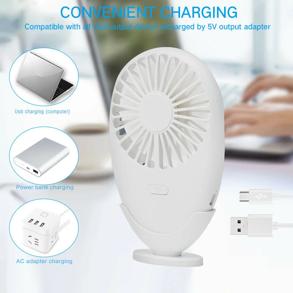 

Office Desktop Rechargeable ABS Home Portable Speed Adjustable With Stand Natural Handheld LED Light USB Fan Gift Mini Cooling