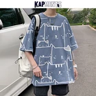 KAPMENTS для мужчин с графическим принтом Harajuku футболки 2021 летние мужские забавные Свободная рубашка мужской Японская уличная одежда футболка 5XL