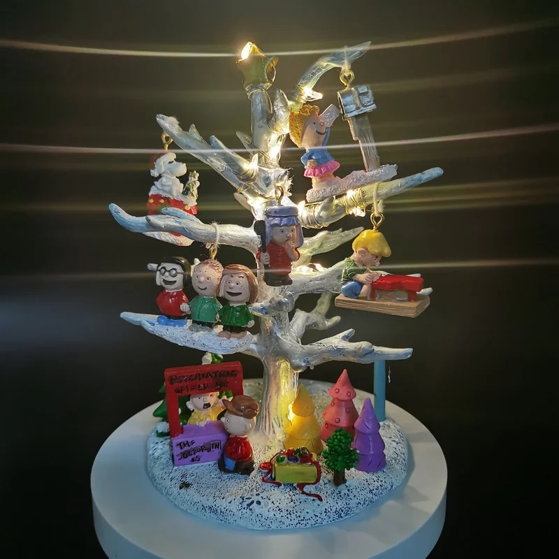 &Aacute;rbol luminoso de escritorio, disfraz de Pap&aacute; Noel Pastor, cacahuetes, &aacute;rbol de Navidad iluminado, decoraci&oacute;n de escritorio de resina-5