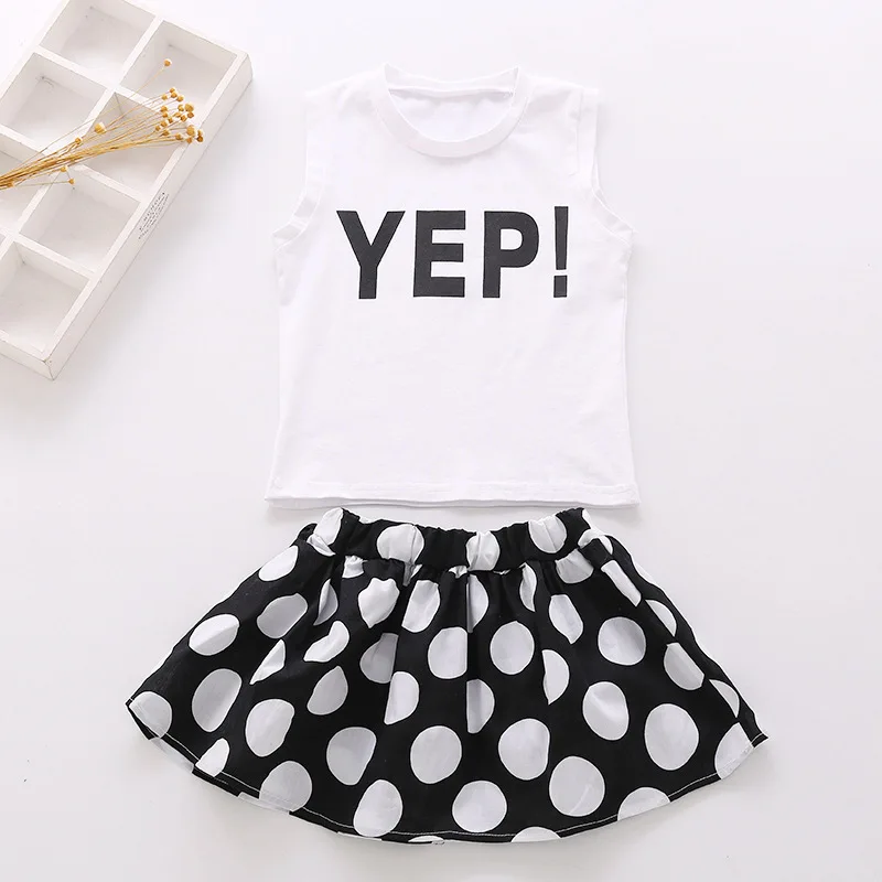 Лето 2019 новый стиль костюм для маленьких девочек юбка комплект из двух