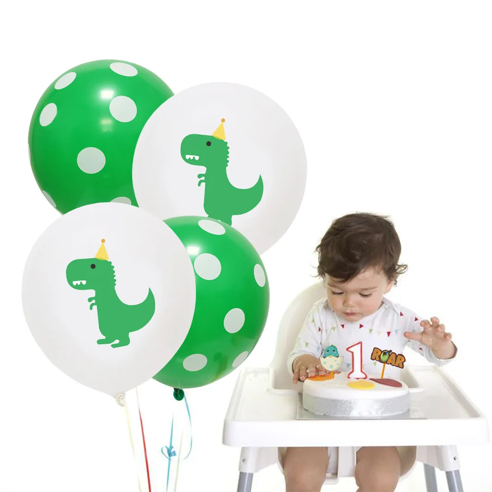 

Ballon Anniversaire Green White Carnival Jungle Jurassic Party 12inches Dinosaur Latex Decoration for Baby Shower