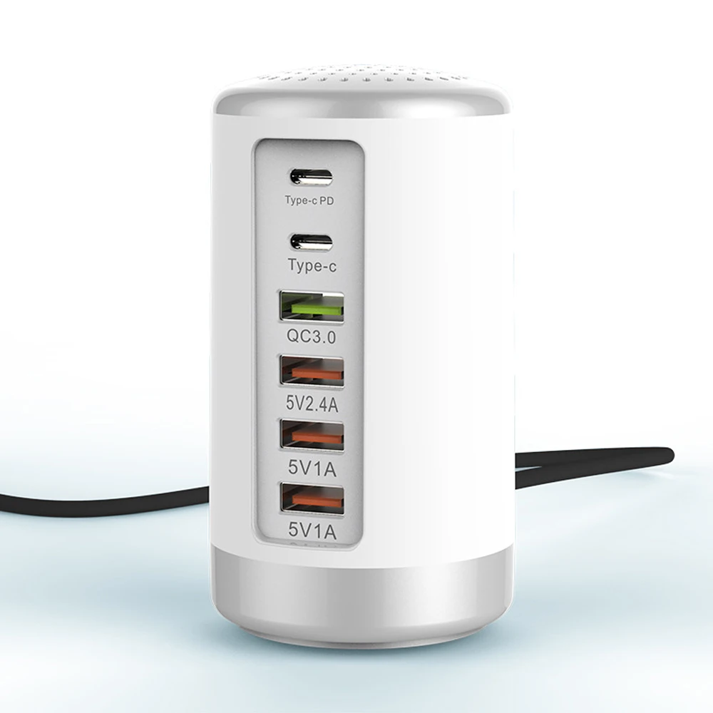 Фото USB C настенное зарядное устройство 65W 6-портовое настольное 18 Вт Type PD быстрое для USB C настенное зарядное устройство 65W 6-портовое настольное 18 Вт Type PD быстрое для