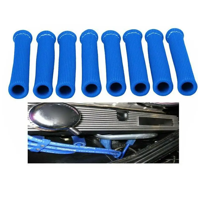 

8-piece high temperature car spark plug wire protective cover black red color J5R8