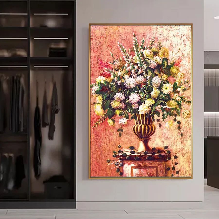 Абстрактная картина маслом с цветком на холсте художественные принты