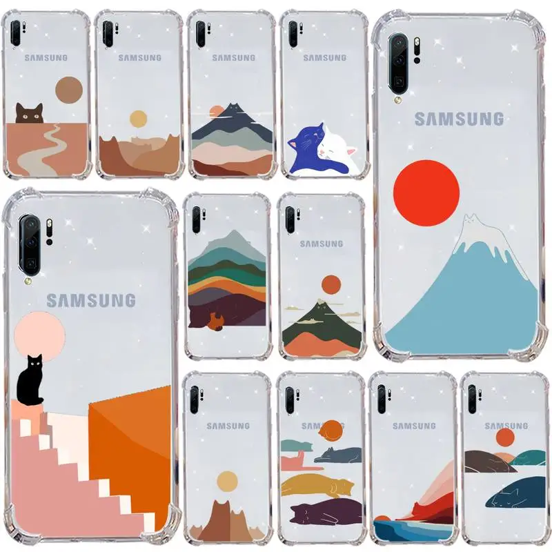 

Creative cat mountain Phone Case Transparent for Samsung s9 s10 s20 Huawei honor P20 P30 P40 xiaomi note mi 8 9 pro lite plus