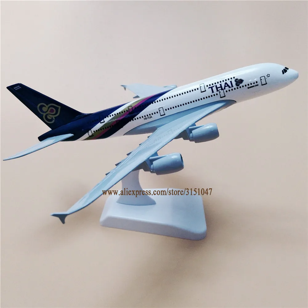 Модель самолета Airbus 380 Air Thai Airlines A380 20 см металлический сплав литье под давлением |