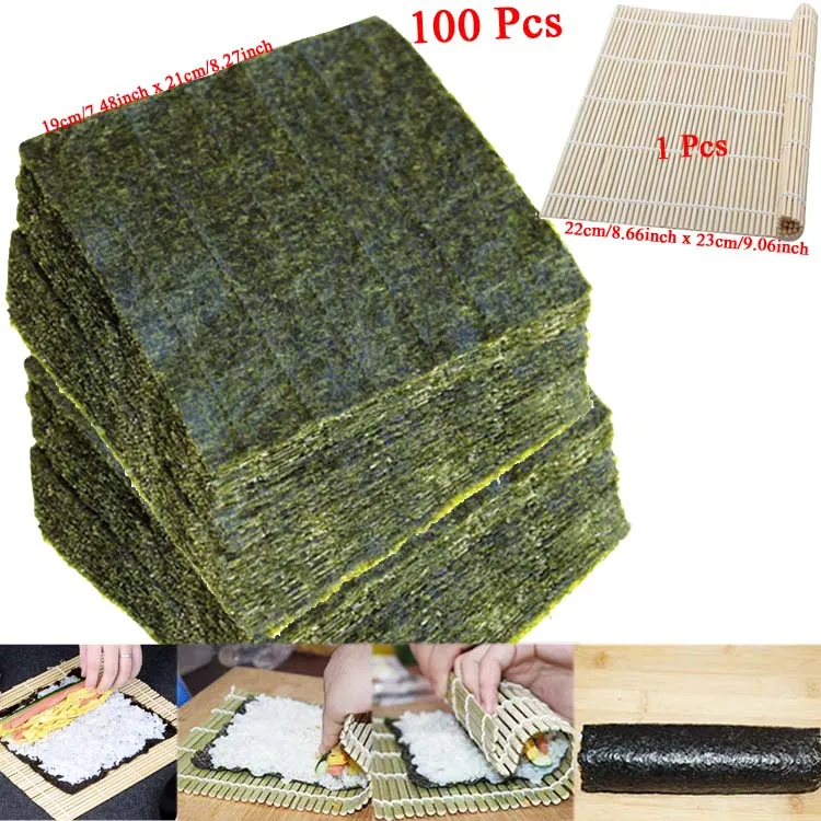 21x19cm 100Pc1S 50-100 шт суши нори морские водоросли Фабрика AAA Качество, темно-зеленый вторичный выпечки Нори Суши algues, лучшие продажи суши - Цвет: 21x19cm 100Pc1S