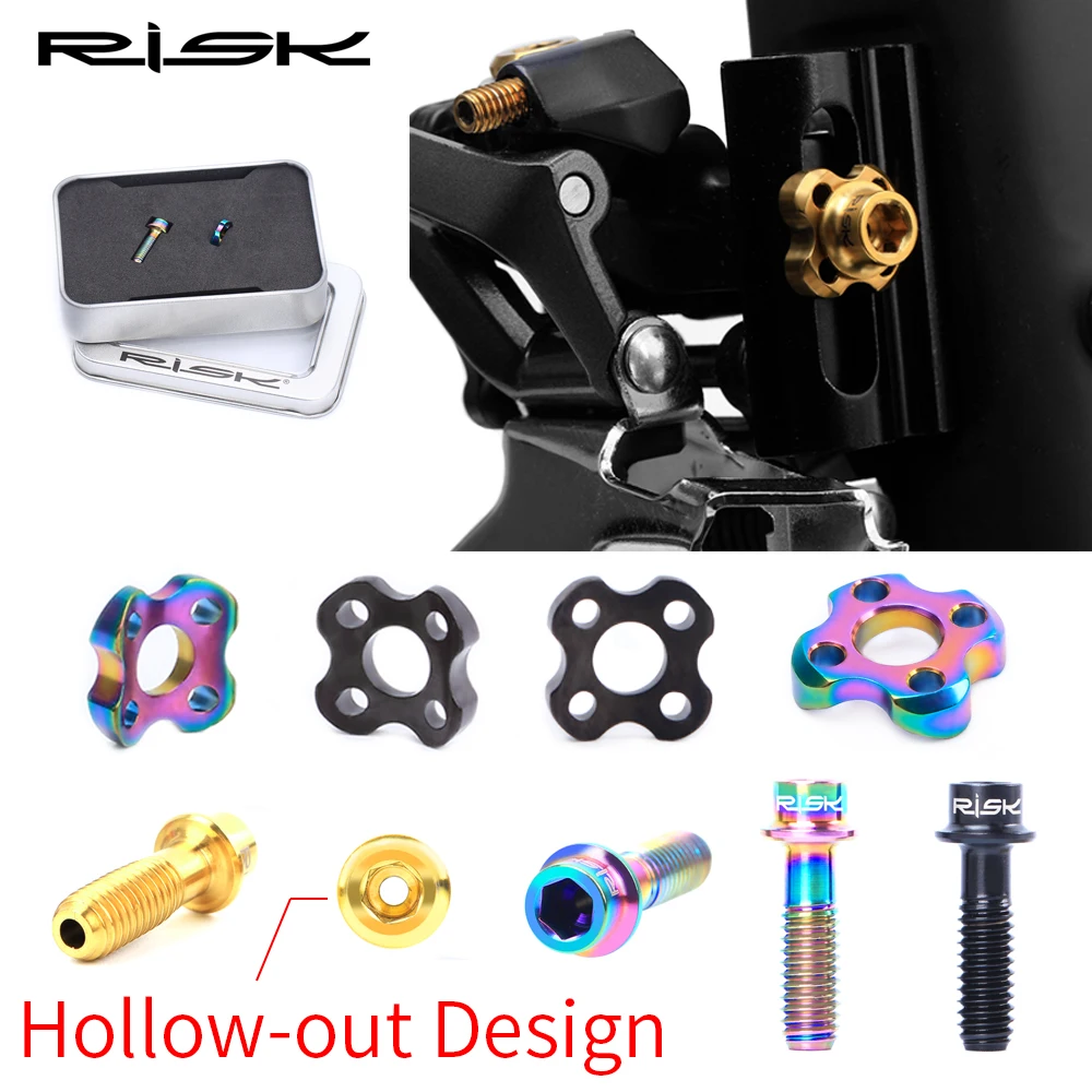 

One Set Risk Bicycle Front Derailleur Fixing Plate Bolt & Washer Screw Kit RT112 M5*16 Titanium Alloy Road Folding