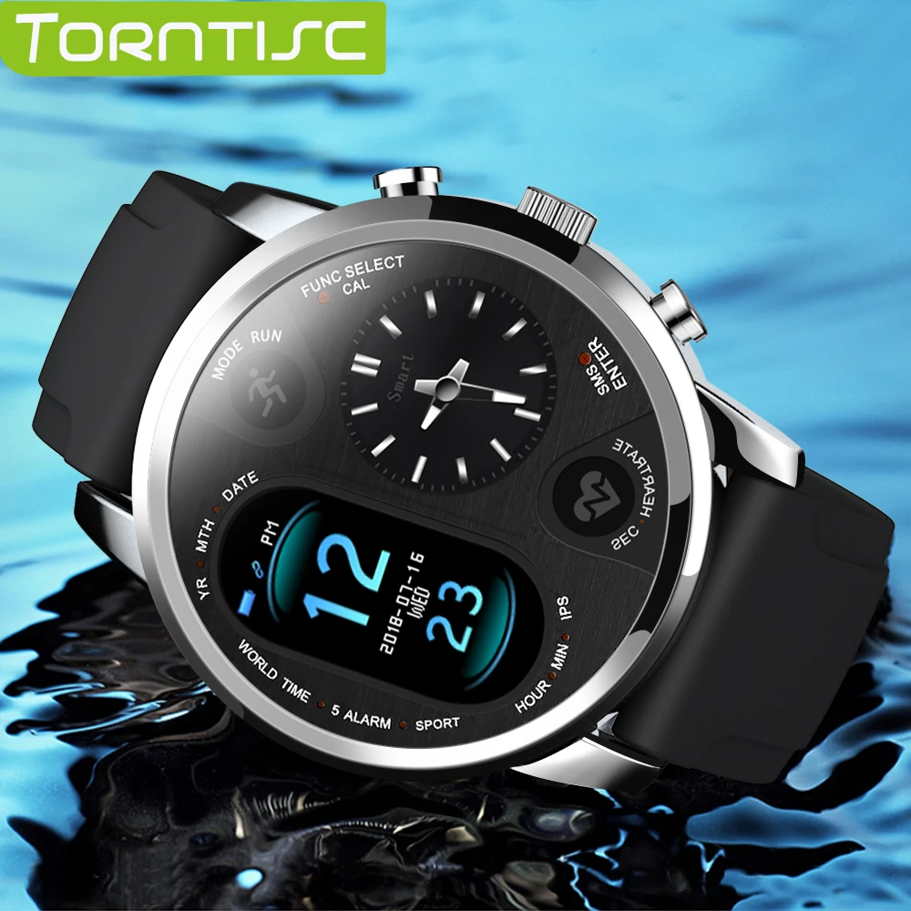 

Смарт-часы Torntisc T3 PRO для мужчин, IP68 Водонепроницаемый двойной дисплей, пульсометр, кровяное давление, Смарт-часы для Android IOS