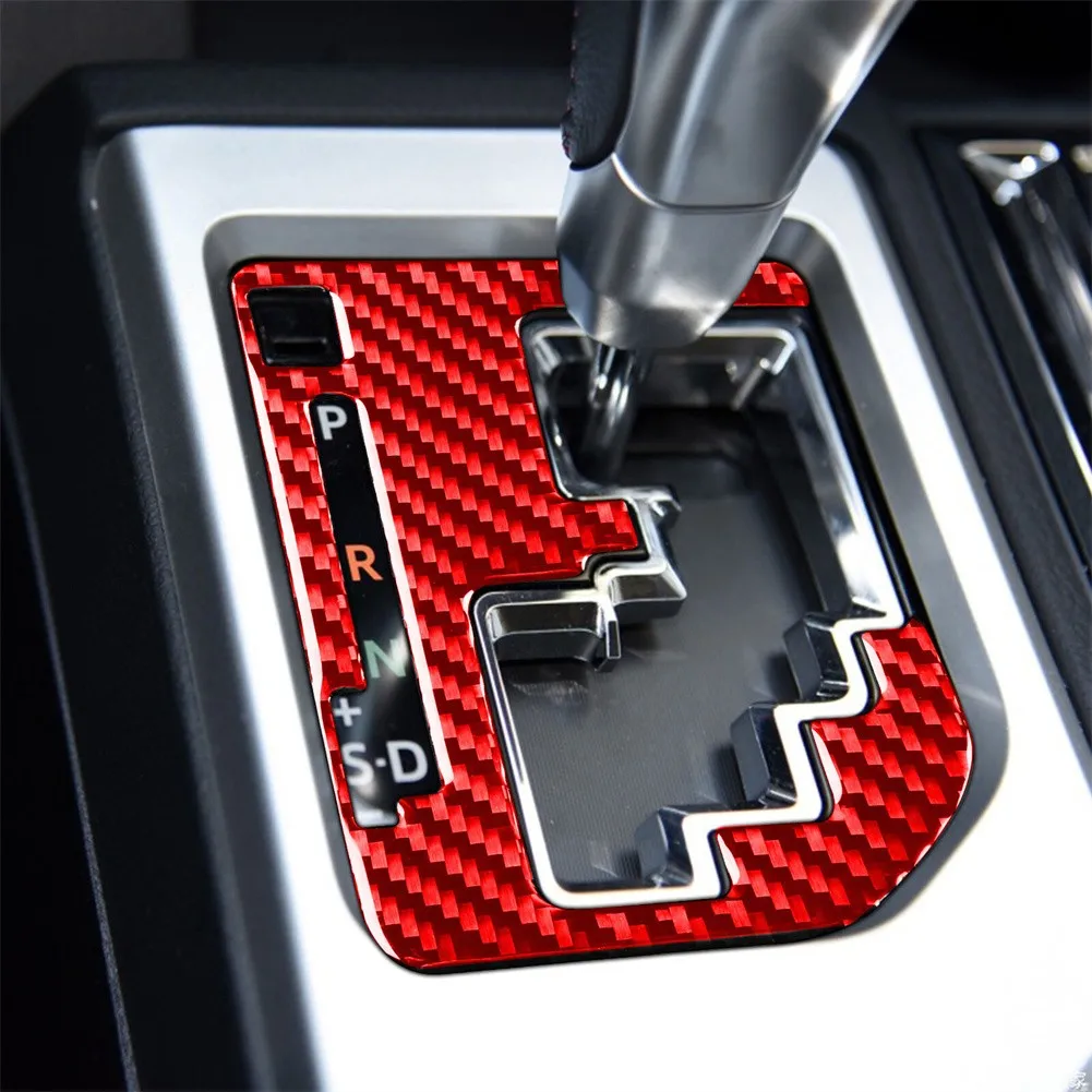 

Car Accessories Red Stickers For 2014-2018 Toyota Tundra Carbon Fiber Interior Gear Shift Panel Trim Cover Good Texture Parts