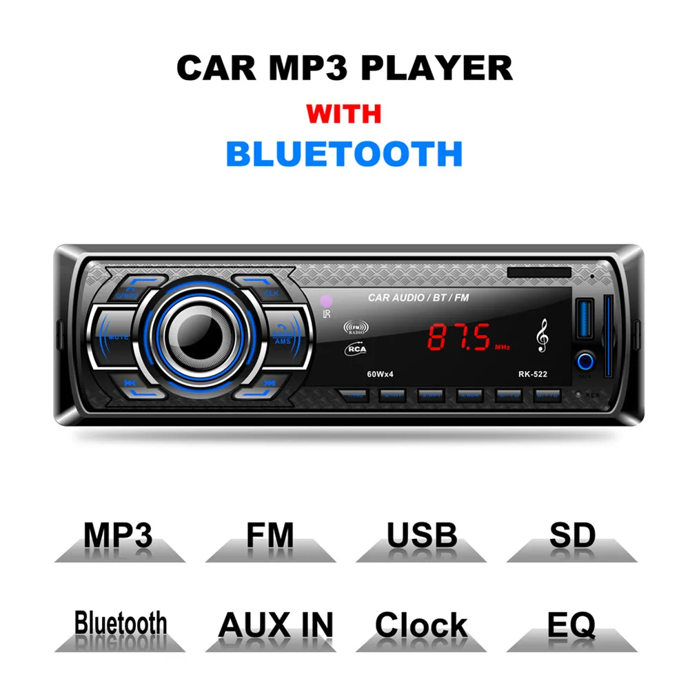 Автомобильный MP3-плеер RK522 с Bluetooth автомобильный радиоприемник подключаемый