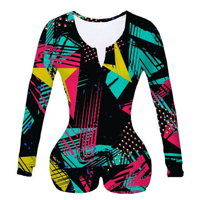 

Women Custom Made 420 Just Blaze Sublimation Print Summer Long Sleeves Onesie
