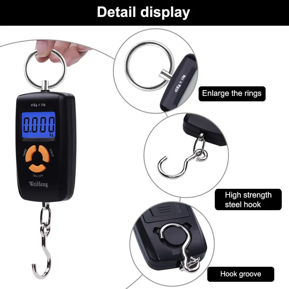 Yineryi Карманный ЖК Крючок для рыбы высокоточные цифровые весы balanca еды 45 кг 10 г