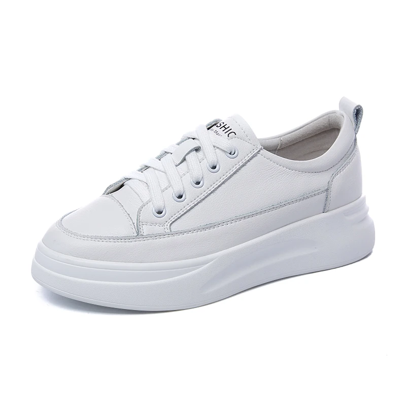 

Leather Casual Shoes Women Sneakers Light White Sneaker Platform Med Heel Ladies Shoe Comfortable Vulcanized Shoe