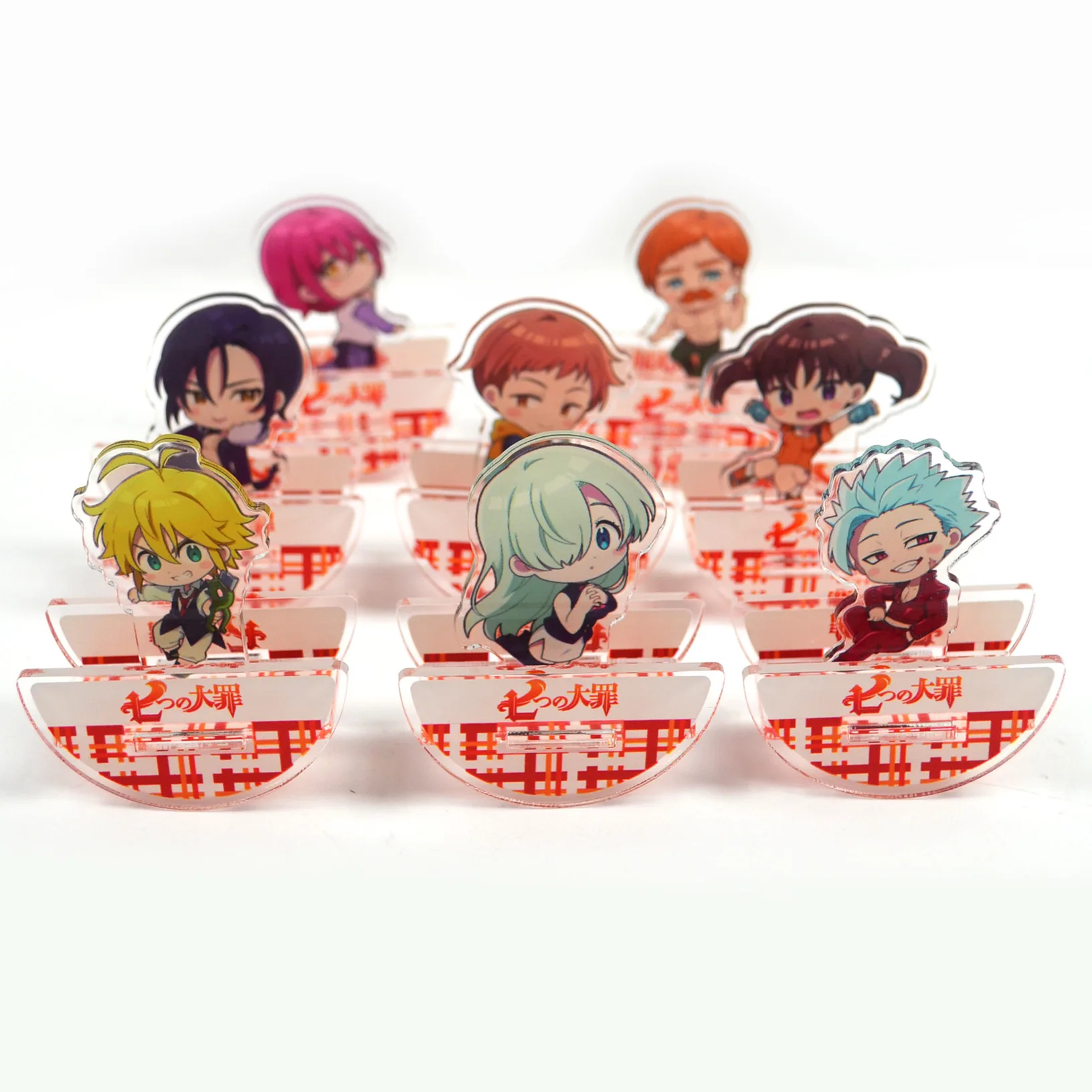 

Hot Fashion Anime The Seven Deadly Sins Keychain Cartoon Figure Meliodas Elizabeth Hawk Ban Acrylic Pendent Keyring