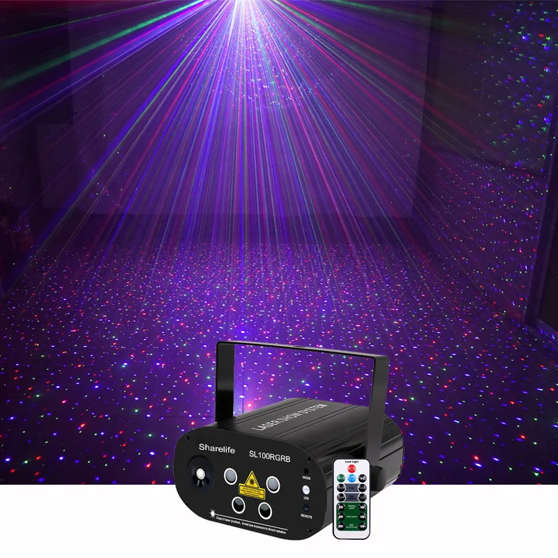 Sharelife Mini DJ Star Galaxy RGB Deluxe Laser Projector Light Remote Home Party Show Wedding Stage Lighting Effect SL100RGRB