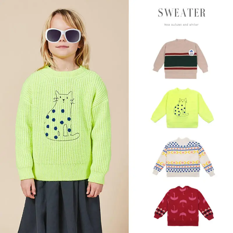 

ins 2020aw children's sweater pullover round neck print boys and girls baby sweater