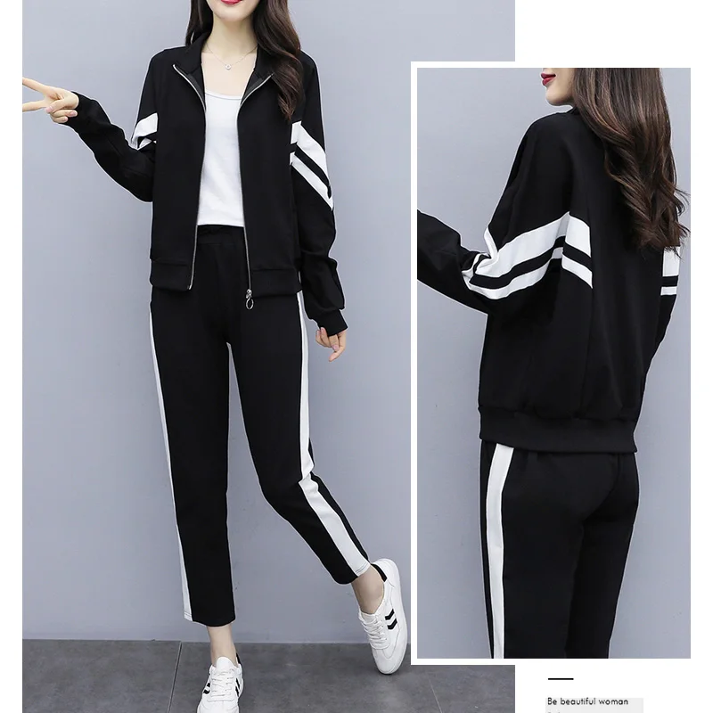 Большой плюс размер спортивные костюмы пальто спортивный костюм женское + брюки