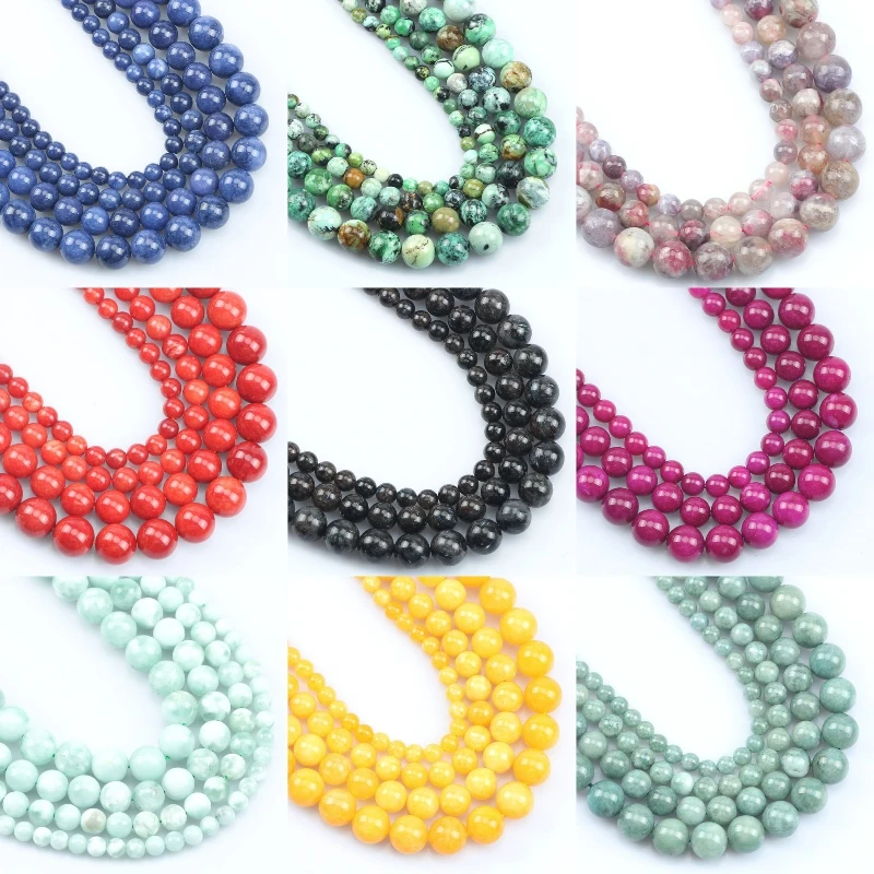 4/6/8/10/12 мм красный коралл нефрит ангелайт бусины Натуральный камень драгоценные