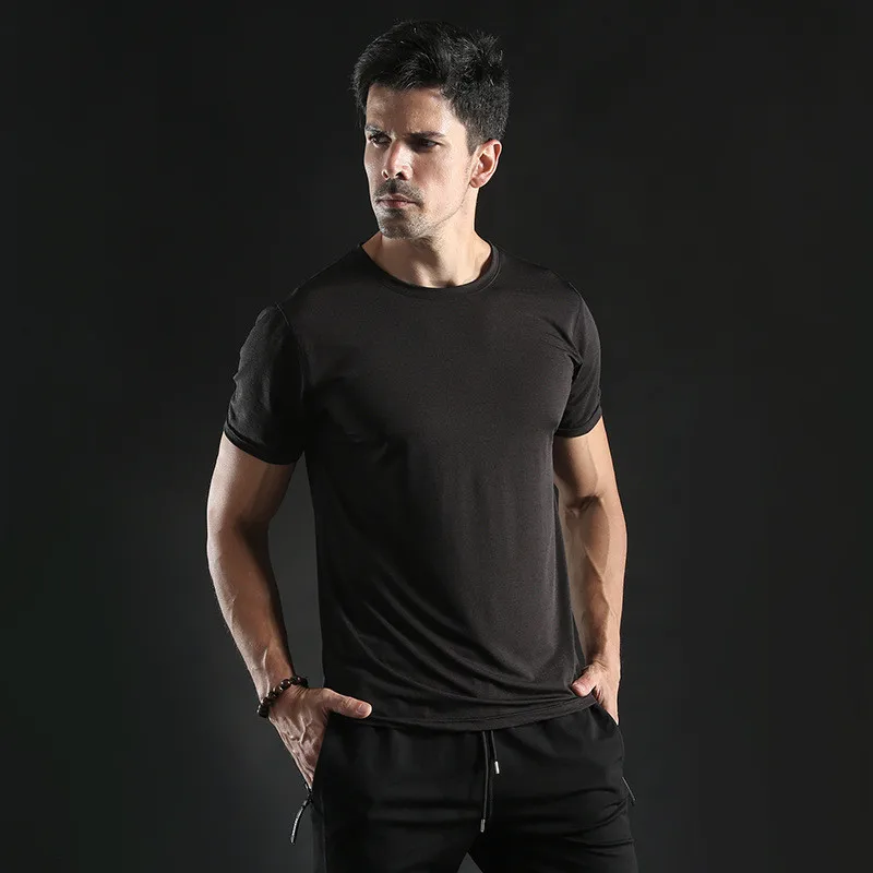 

10273-Summer men's round neck short sleeve T-shirt solid color loose clothes men's summer clothing