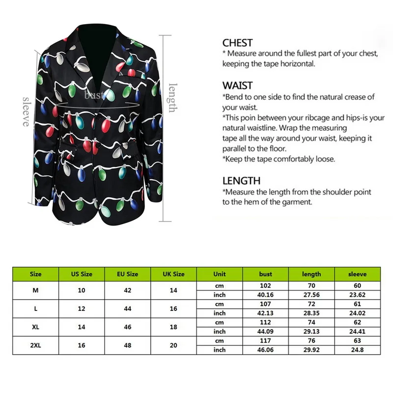 

Fashion Casual Long Sleeve Men Suits For Wedding & Festival Men Clothes 2020 Winter Christmas Print Blazer Jackets Coat