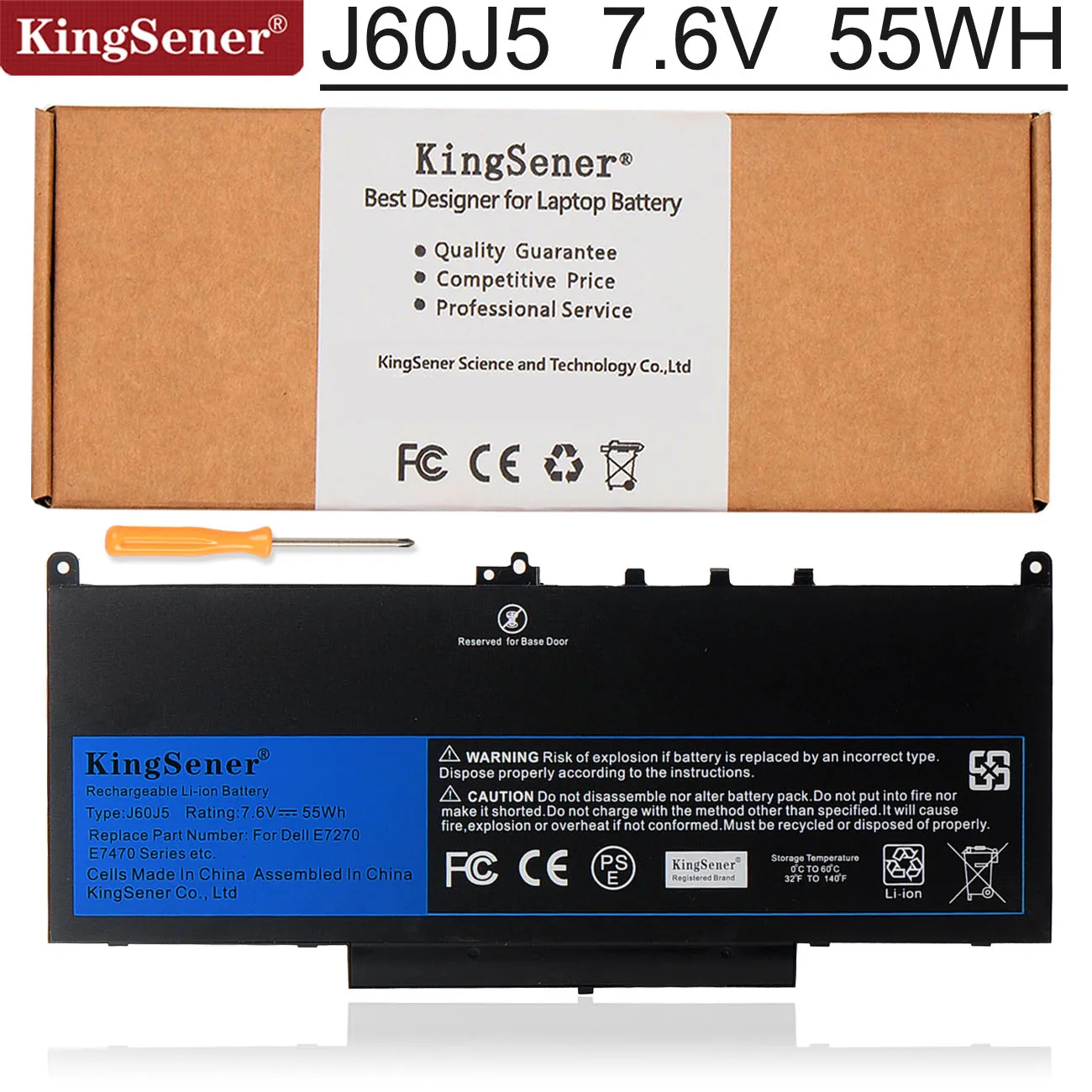 

22 шт., сменный аккумулятор KingSener J60J5 для ноутбука Dell Latitude E7270 E7470 J60J5 R1V85 MC34Y 242WD 7,6 В 55 Втч