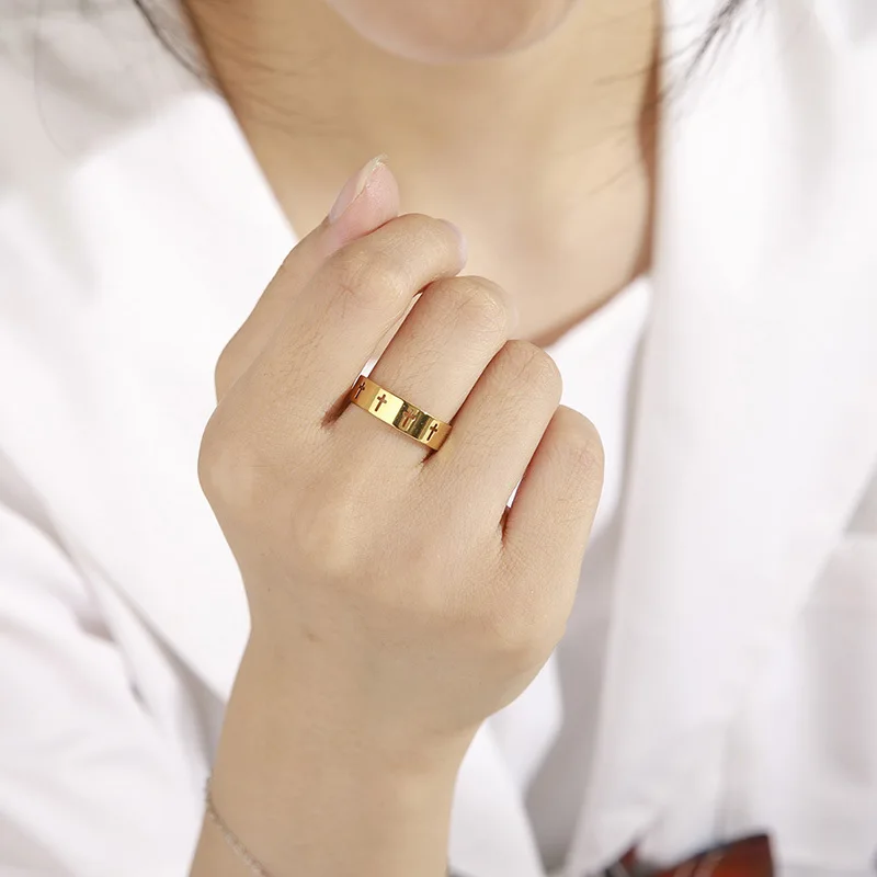 

Stainless Steel Couple Rings Women Men Hollow Cross Personality Punk Finger Ring Engagement Wedding Party Jewelry Gift