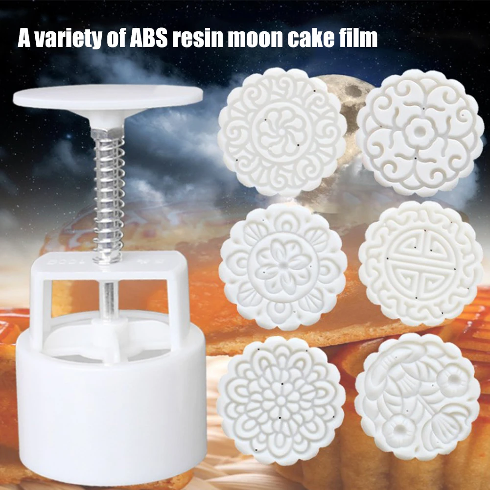 

Square/Round Mooncake Mold Hand Pressure Maker Mould with Flower Stamps Plastic Cookies Cutter Pastry Bakery форма для выпечки