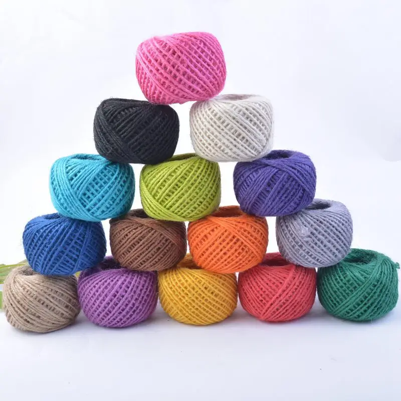 

2mm 50m Colorful Jute Twine Hemp Rope Wire String Packing Wrapping Ribbon Arts Crafts DIY Jewelry Making Gift Box String Cord