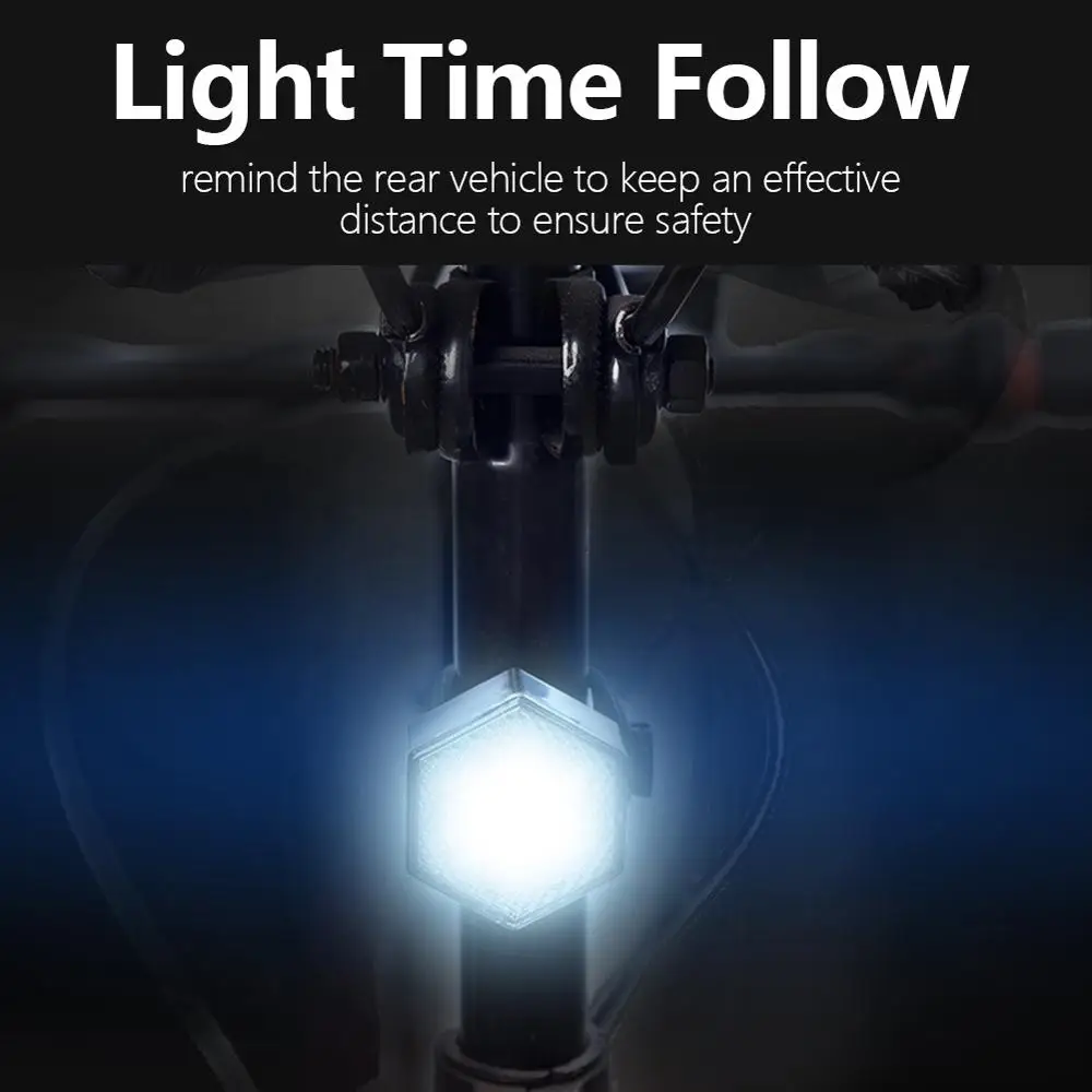 Red White Cycling Light USB Rechargeable Bicycle Tailight Hexagon Safe Warning Flashing Tail Riding Bike Lights | Спорт и