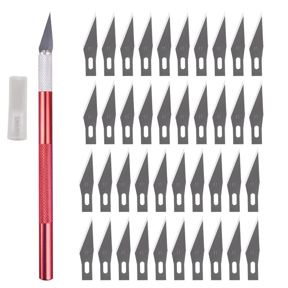 

40 Blades Craft Artwork Non-slip Metal Scalpel Knife Cutter Engraving DIY Craft Hobby Sculpture PCB Repair Knife