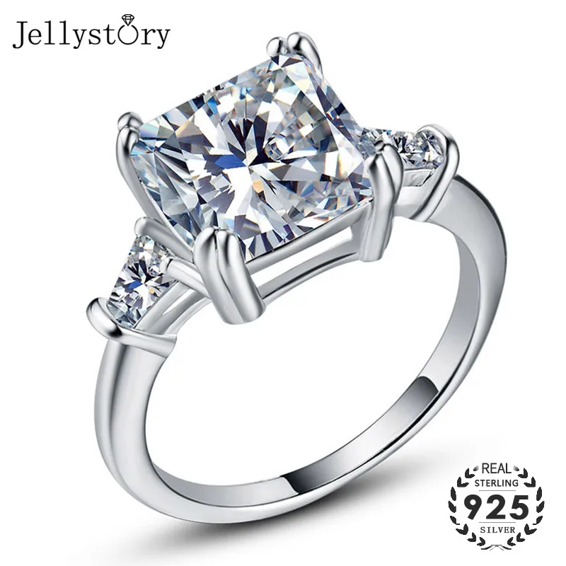 Jellystory модные квадратной формы кольца с цирконием драгоценные камни 925