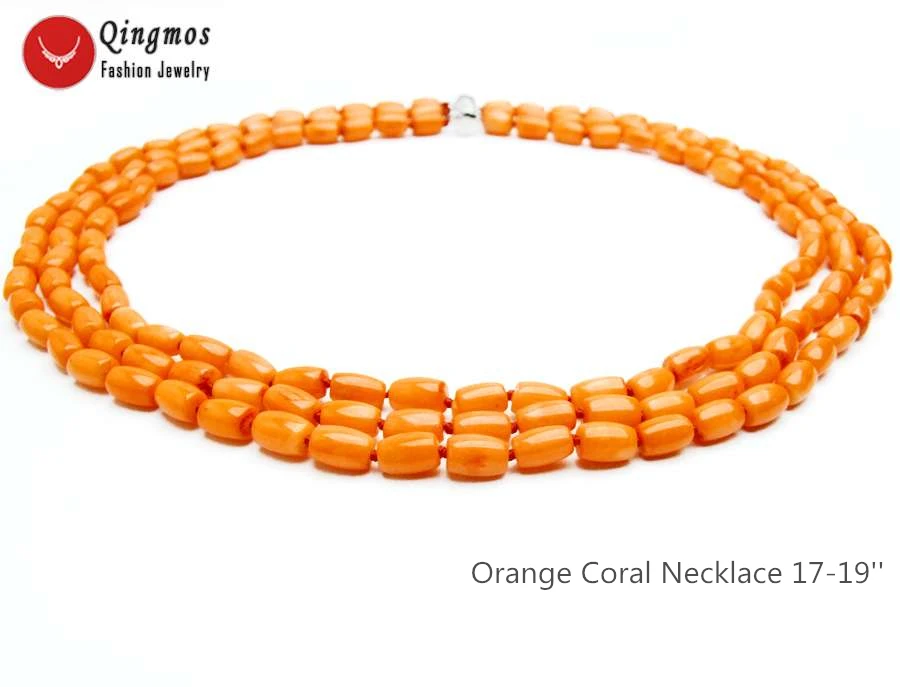 Женское Ожерелье Qingmos из натурального оранжевого коралла с толстыми кусочками 6*9