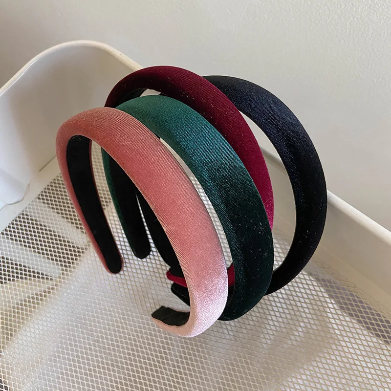 

Retro Thick Velvet Headband Women Hair Accessories Fashion Wide Solid Color Hairband Plastic Elegant Bezel Hair Hoop Headwear