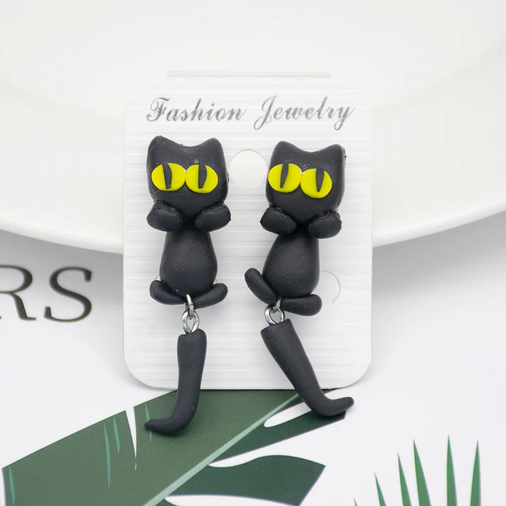 

SNCSDK Pottery clay handmade diy Women's Stud earrings 2020 trend creative animal anime fashion bear Women earrings cute jewelry