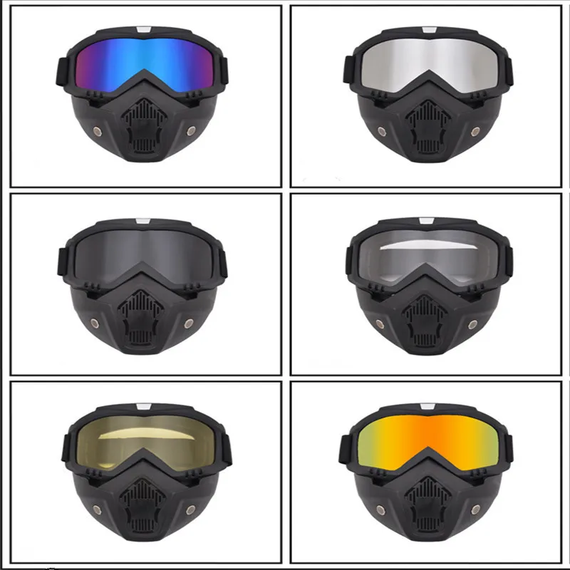 

Dirt bike glasses detachable goggles and mouth filter fashion glasses motorcycle goggle and mask Unisex