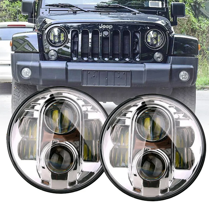 Фары головного света светодиодсветодиодный 7 дюймов 80 Вт H4 ДХО 12 В Ближний и