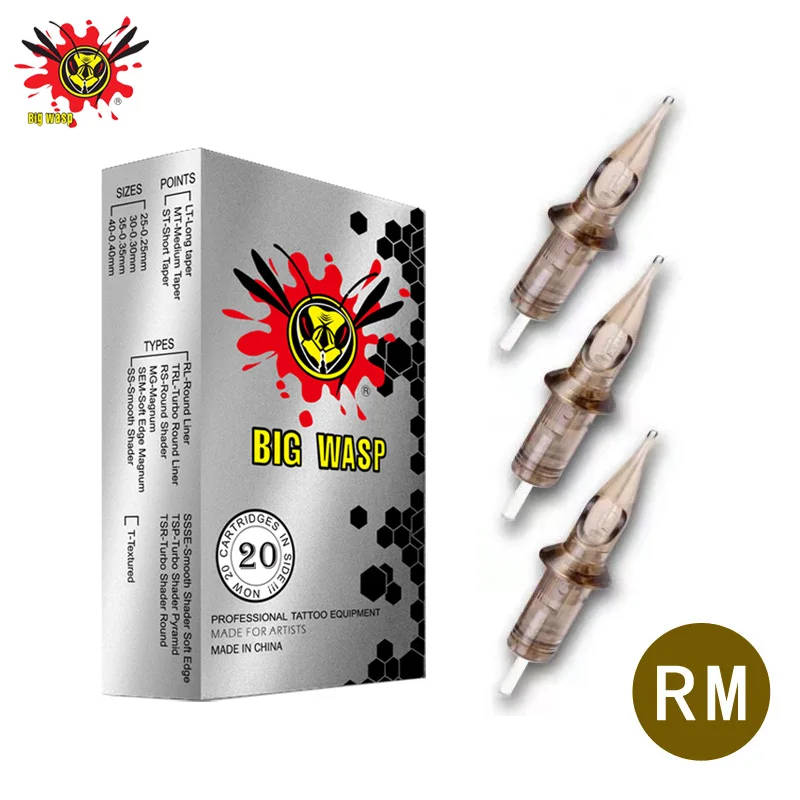 

BIGWASP 1213RM Tattoo Needle Cartridges #12 (0.35mm) Magnums (13RM) for Tattoo Machines & Grips 20Pcs