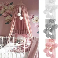 kids baby bed canopy chiffon pom ball for mosquito net bedding hanging home room decor